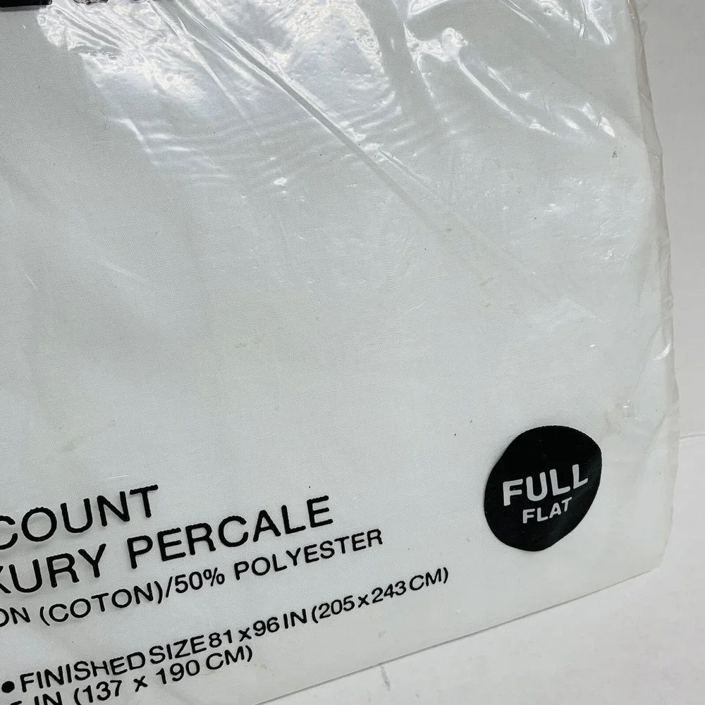Vintage Cannon No Iron Luxury Percale Full Flat Sheet White Made in USA NOS NEW